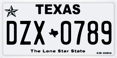 TX license plate DZX0789