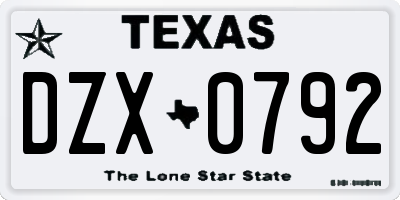 TX license plate DZX0792