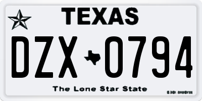 TX license plate DZX0794