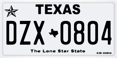 TX license plate DZX0804