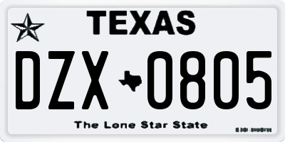 TX license plate DZX0805