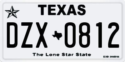 TX license plate DZX0812