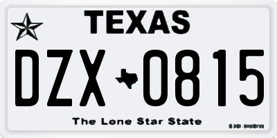 TX license plate DZX0815