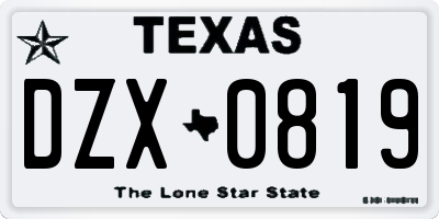TX license plate DZX0819