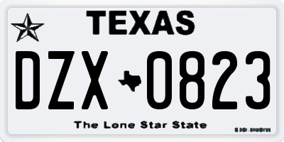 TX license plate DZX0823