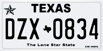 TX license plate DZX0834