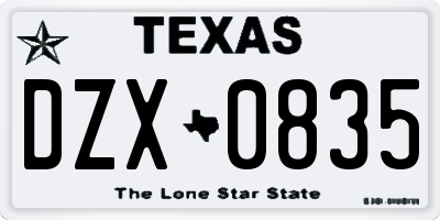 TX license plate DZX0835