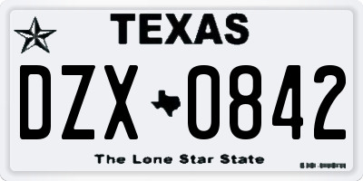 TX license plate DZX0842
