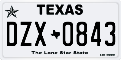 TX license plate DZX0843