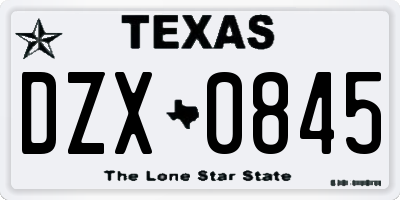 TX license plate DZX0845