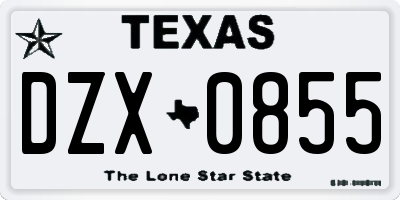 TX license plate DZX0855