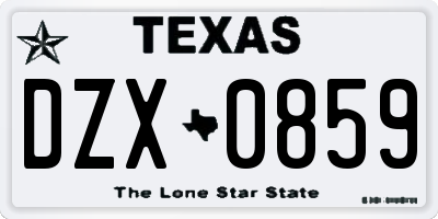 TX license plate DZX0859