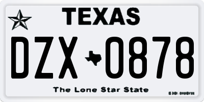 TX license plate DZX0878