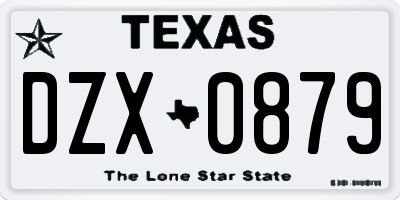 TX license plate DZX0879