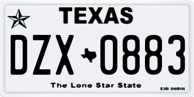TX license plate DZX0883