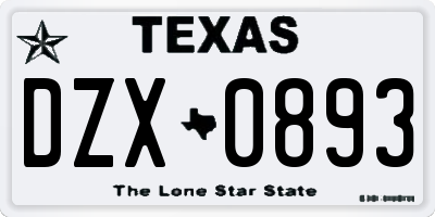 TX license plate DZX0893
