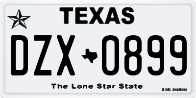 TX license plate DZX0899