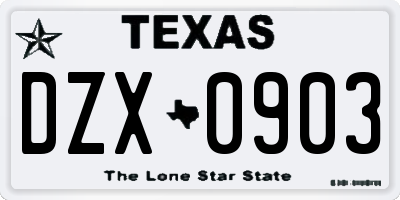 TX license plate DZX0903