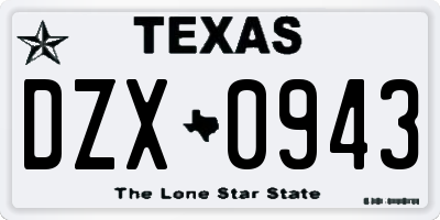 TX license plate DZX0943