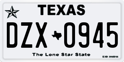 TX license plate DZX0945