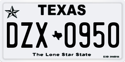 TX license plate DZX0950