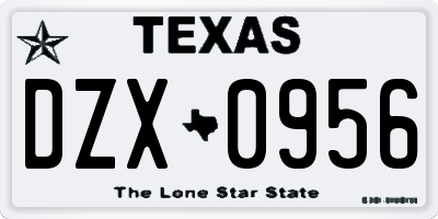 TX license plate DZX0956