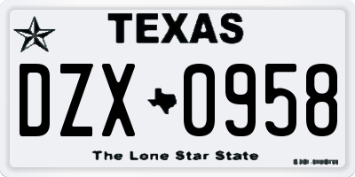 TX license plate DZX0958