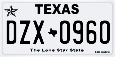 TX license plate DZX0960