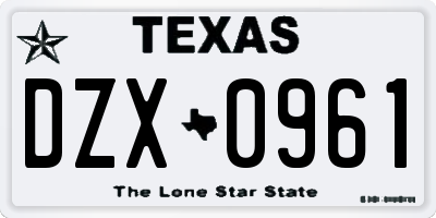 TX license plate DZX0961