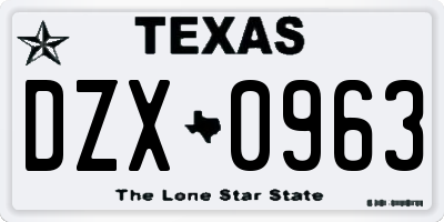 TX license plate DZX0963
