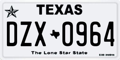 TX license plate DZX0964