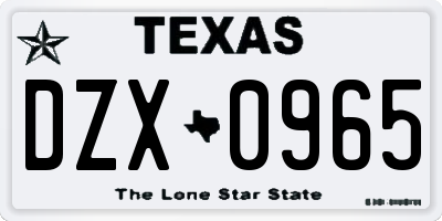 TX license plate DZX0965