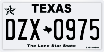 TX license plate DZX0975