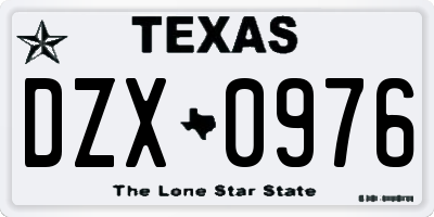 TX license plate DZX0976