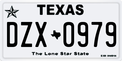 TX license plate DZX0979