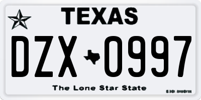 TX license plate DZX0997