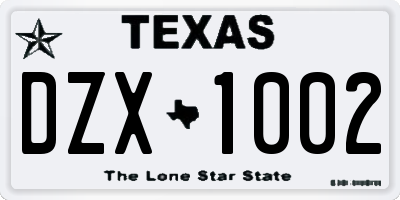 TX license plate DZX1002