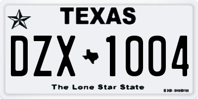 TX license plate DZX1004