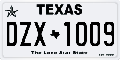 TX license plate DZX1009