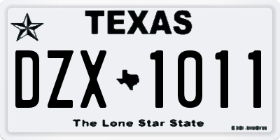 TX license plate DZX1011