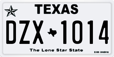 TX license plate DZX1014