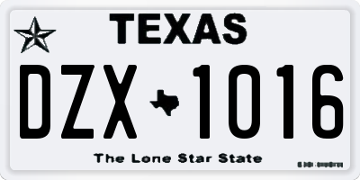 TX license plate DZX1016