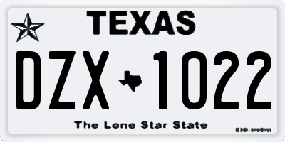 TX license plate DZX1022
