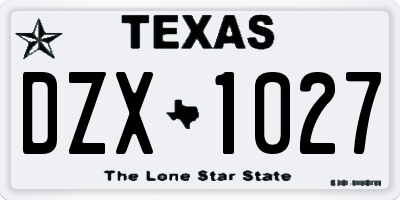 TX license plate DZX1027