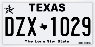 TX license plate DZX1029