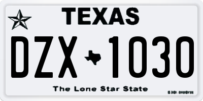 TX license plate DZX1030