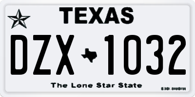 TX license plate DZX1032