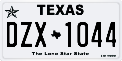 TX license plate DZX1044