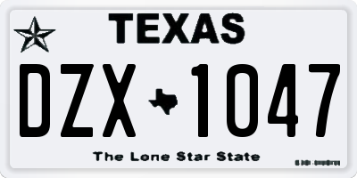 TX license plate DZX1047
