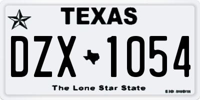 TX license plate DZX1054